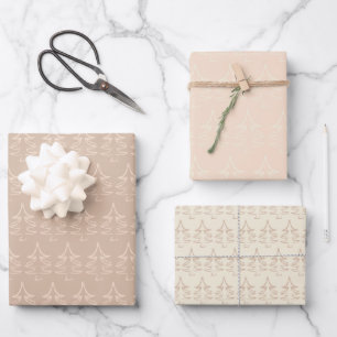 Weihnachtsbaum Muster Kaffeepause Blush Vanilla Geschenkpapier Set