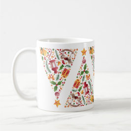 Weihnachtsbaum-Muster mit Spielzeugen weißer Hinte Kaffeetasse
