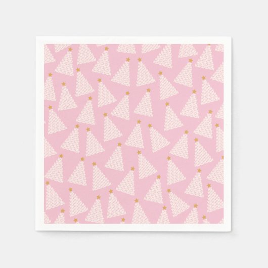 Weihnachtsbaum-Muster Pink Serviette (Vorderseite)