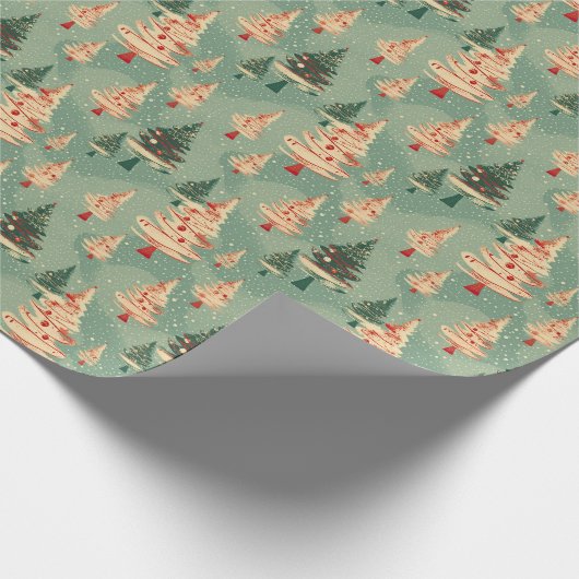 Weihnachtsbaum Muster Retro Festivals Cheer Geschenkpapier (Ecke)