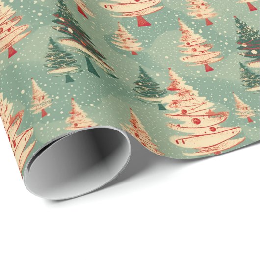 Weihnachtsbaum Muster Retro Festivals Cheer Geschenkpapier (Rolleneckpunkt)