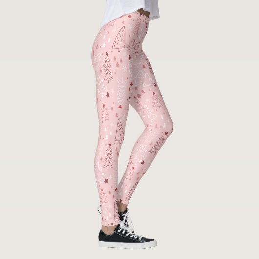 Weihnachtsbaum Muster Rosa Leggings (Rechts)