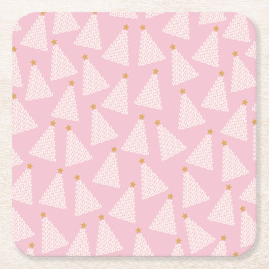 Weihnachtsbaum Muster rosa Rechteckiger Pappuntersetzer (Vorderseite)