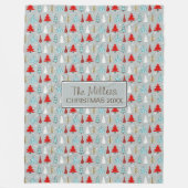 Weihnachtsbaum Muster Rot und Blau ID175 Fleecedecke (Vorderseite)