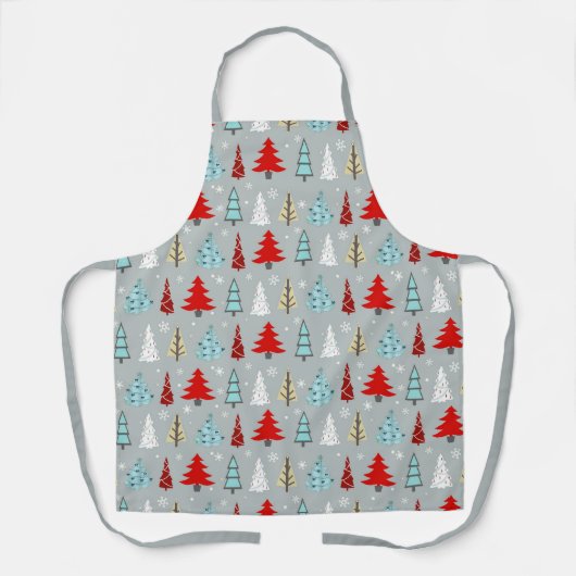 Weihnachtsbaum Muster Rot und Blau ID175 Schürze (Vorderseite)