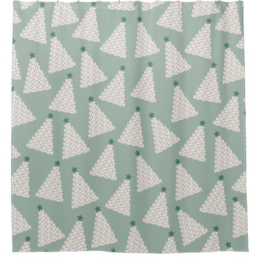 Weihnachtsbaum Muster Sage Green Duschvorhang (Vorderseite)
