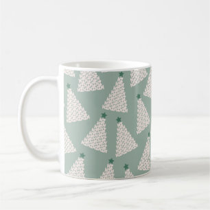 Weihnachtsbaum Muster Sage Green Kaffeetasse