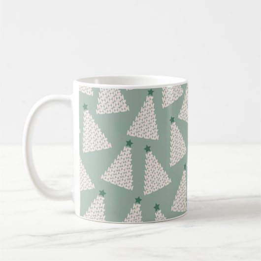 Weihnachtsbaum Muster Sage Green Kaffeetasse (Links)
