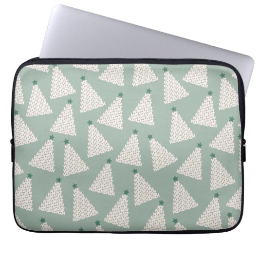 Weihnachtsbaum Muster Sage Green Laptopschutzhülle (Vorderseite)