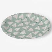 Weihnachtsbaum Muster Sage Green Pappteller (Schrägansicht)