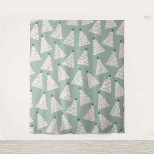 Weihnachtsbaum Muster Sage Green Wandteppich (Vorderseite)