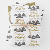 Weihnachtsbaum Muster Weihnachtsskriptfamilie Geschenkpapier Set (Beispiel)