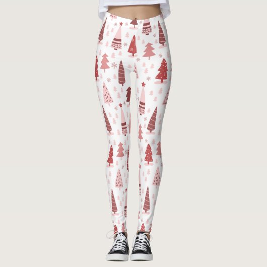 Weihnachtsbaum Muster Weiße Leggings (Vorderseite)