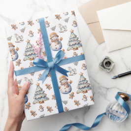 Weihnachtsbaum-Musterpapier für Snowman Geschenkpapier
