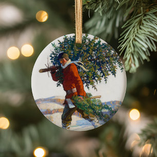 Weihnachtsbaum   N.C. Wyeth Keramik Ornament