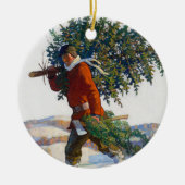 Weihnachtsbaum | N.C. Wyeth Keramik Ornament (Vorne)