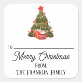 Weihnachtsbaum nach und von Weihnachten Quadratischer Aufkleber (Vorderseite)
