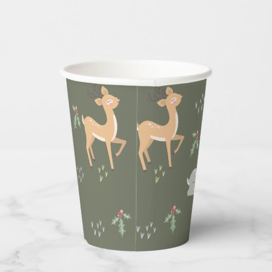 Weihnachtsbaum Nahtloses Muster Pappbecher (Rechts)