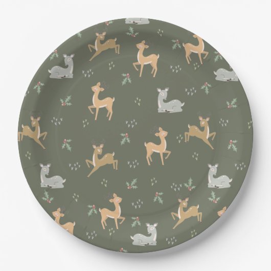 Weihnachtsbaum Nahtloses Muster Pappteller (Vorderseite)