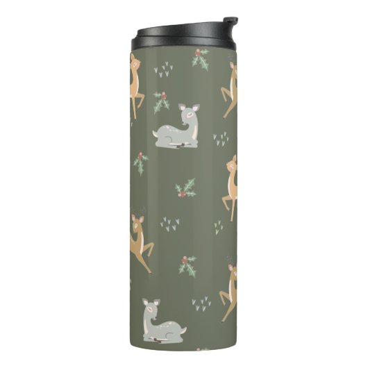 Weihnachtsbaum Nahtloses Muster Thermosbecher (Nach links gedreht)