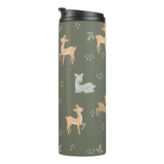 Weihnachtsbaum Nahtloses Muster Thermosbecher (Nach rechts gedreht)