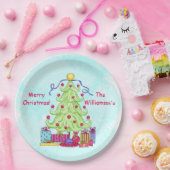 Weihnachtsbaum Name Personalisiert Türkisfarben Pa Pappteller (Party)