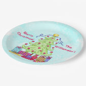 Weihnachtsbaum Name Personalisiert Türkisfarben Pa Pappteller (Schrägansicht)