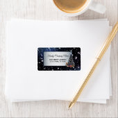 Weihnachtsbaum Navy Blue Holidays Rücksendeadresse Adressaufkleber (Insitu)