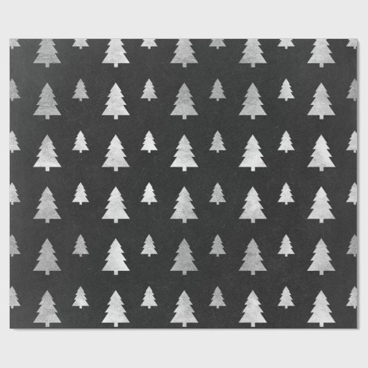 Weihnachtsbaum Neujahr Schwarzes Silber Geschenkpapier (Flach)