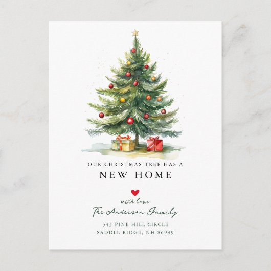 Weihnachtsbaum New Zuhause Moving Ankündigungspostkarte (Vorderseite)