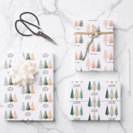 Weihnachtsbaum Niedlich Geschenkpapier Set (Vorderseite)