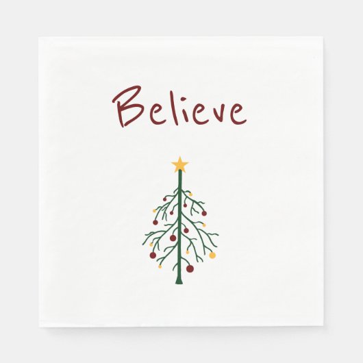 Weihnachtsbaum Niedlich Glaube Modernes Party Serviette (Vorderseite)