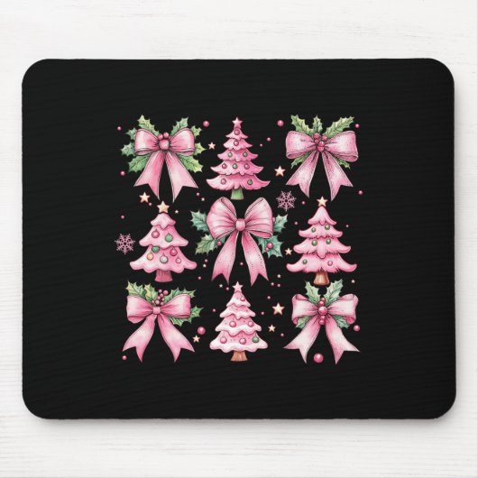 Weihnachtsbaum Niedlich Retro Coquette Bow Pink Wo Mousepad (Vorne)