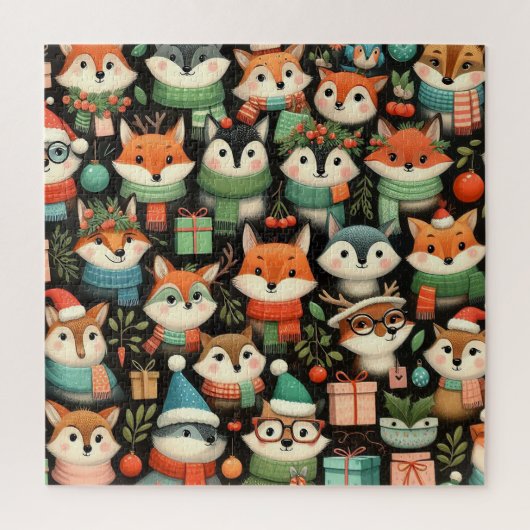 Weihnachtsbaum Niedliche Mistletoe Füchse Puzzle (Vertikal)