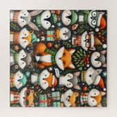 Weihnachtsbaum Niedliche Mistletoe Füchse Puzzle (Horizontal)