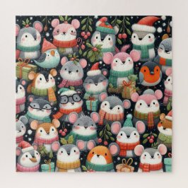 Weihnachtsbaum Niedliche Mistletoe Mäuse Puzzle