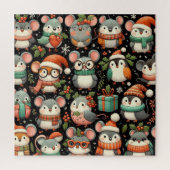 Weihnachtsbaum Niedliche Mistletoe Mäuse Puzzle (Vertikal)