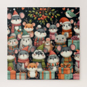 Weihnachtsbaum Niedliche Mistletoe Mäuse Puzzle (Vertikal)