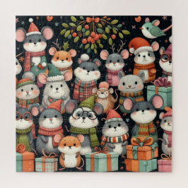 Weihnachtsbaum Niedliche Mistletoe Mäuse Puzzle
