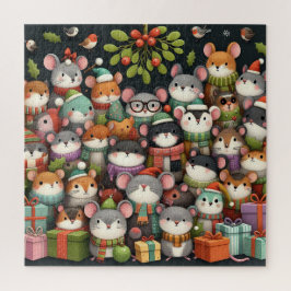 Weihnachtsbaum Niedliche Mistletoe Mäuse Puzzle