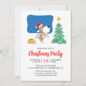 Weihnachtsbaum Niedlicher Welpe Hund Weihnachtsman Einladung (Vorderseite)