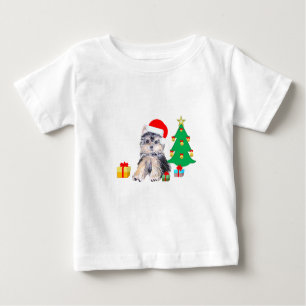 Weihnachtsbaum, niedlicher Yorkshire Welpenhund &  Baby T-shirt