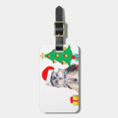 Weihnachtsbaum, niedlicher Yorkshire Welpenhund & Gepäckanhänger (Vorderseite vertikal)