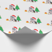 Weihnachtsbaum, niedlicher Yorkshire Welpenhund & Geschenkpapier (Ecke)