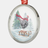Weihnachtsbaum Niedliches Rodeln Ornament Aus Metall (Links)