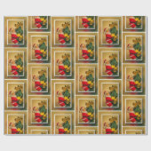 Weihnachtsbaum, Noël Red Green Gold Geschenkpapier (Flach)