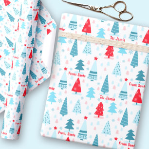 Weihnachtsbaum Nordic Simple Blue Red Individuelle Geschenkpapier