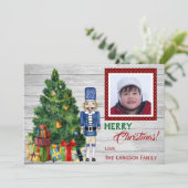 Weihnachtsbaum Nutcracker Familie oder Kinder Foto Feiertagskarte (Stehend Vorderseite)