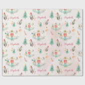 Weihnachtsbaum Nutcracker Girl Personalisiert Kids Geschenkpapier (Flach)