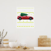 Weihnachtsbaum Oldtimer Auto Xmas hässlicher Pullo Poster (Küche)